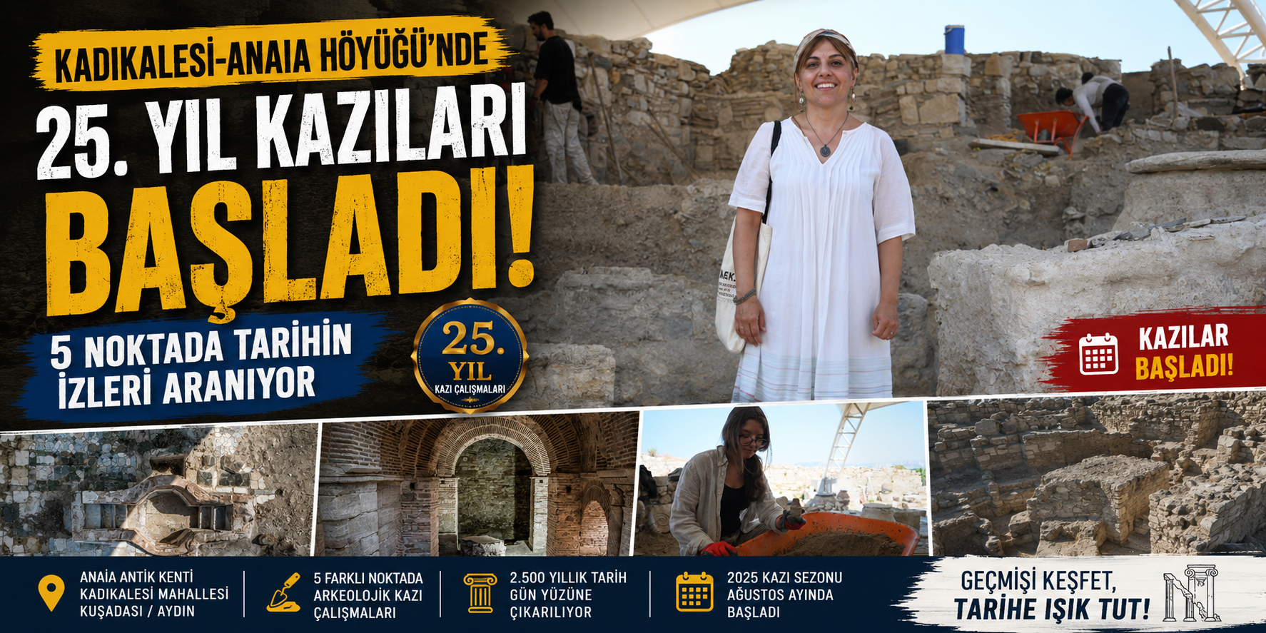 Kadıkalesi-Anaia Höyüğü’nde 25. yıl kazıları başladı! 5 noktada tarihin izleri aranıyor