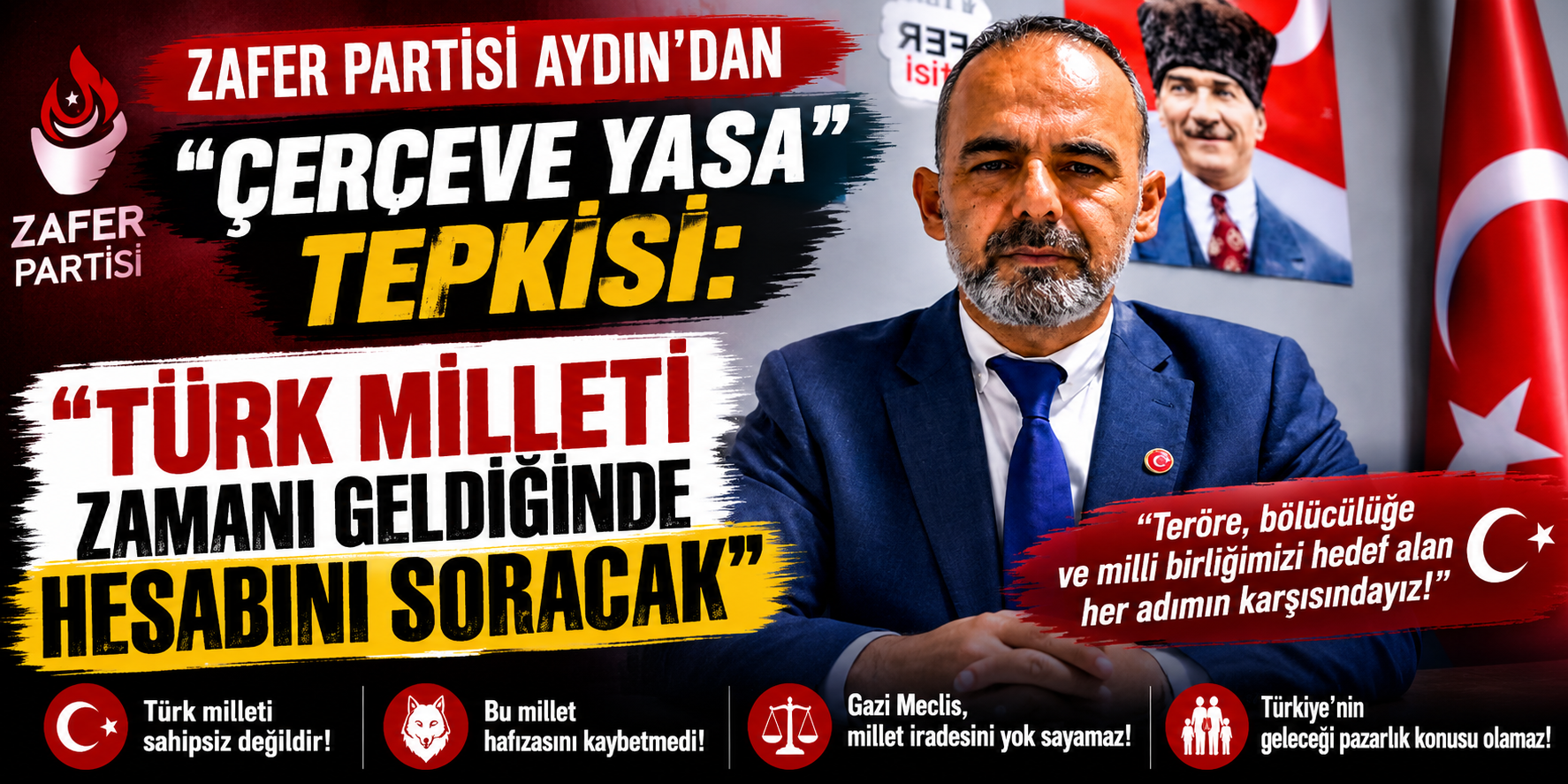 Zafer Partisi Aydın’dan “Çerçeve Yasa” tepkisi: “Türk milleti zamanı geldiğinde hesabını soracak”