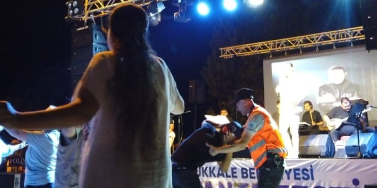 Pamukkale Belediyesi zabıtası piste çıkan engelli çocuğu uzaklaştırmaya çalıştı