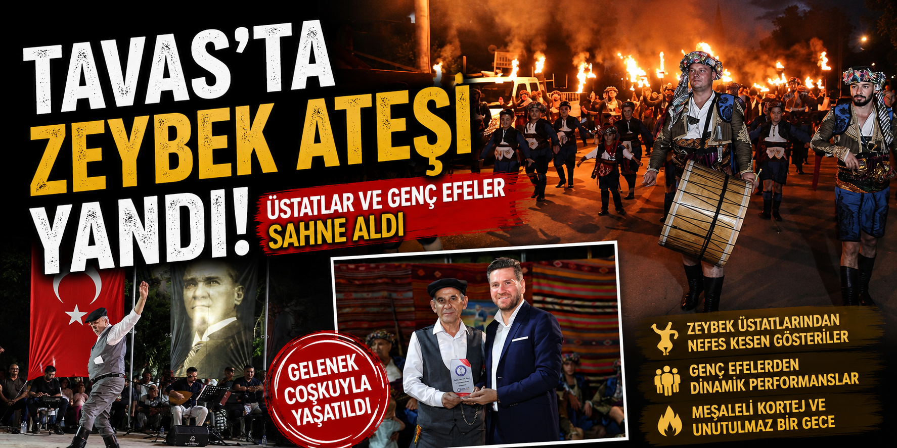 Tavas’ta Zeybek Ateşi yandı: Üstatlar ve genç efeler sahne aldı