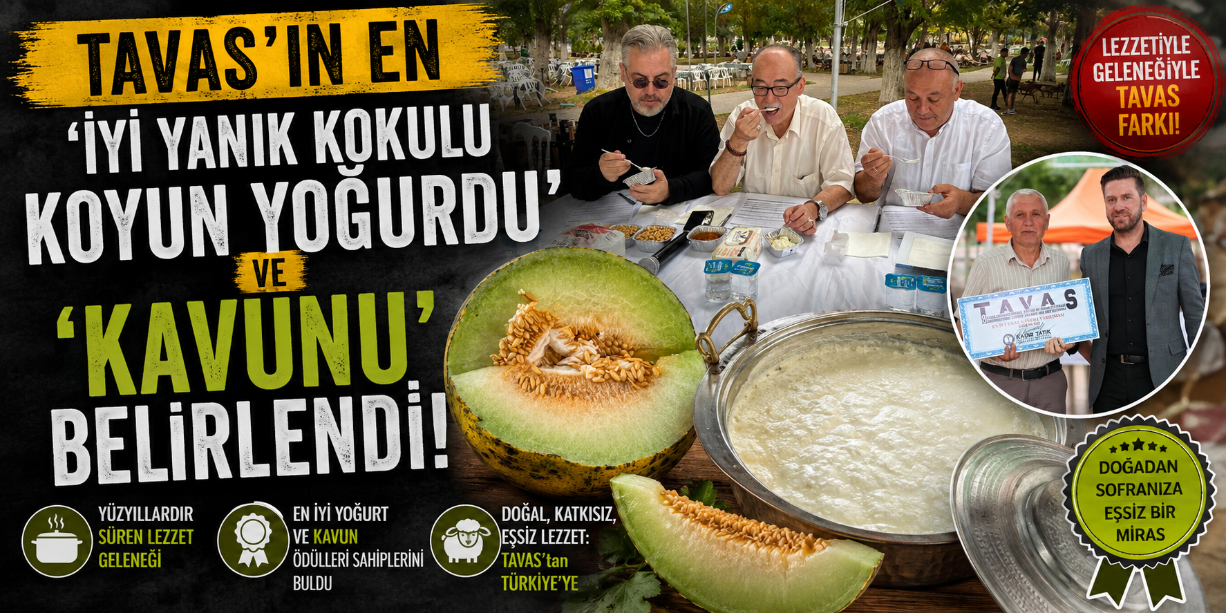 Tavas’ın en ’iyi yanık kokulu koyun yoğurdu’ ve ’kavunu’ belirlendi