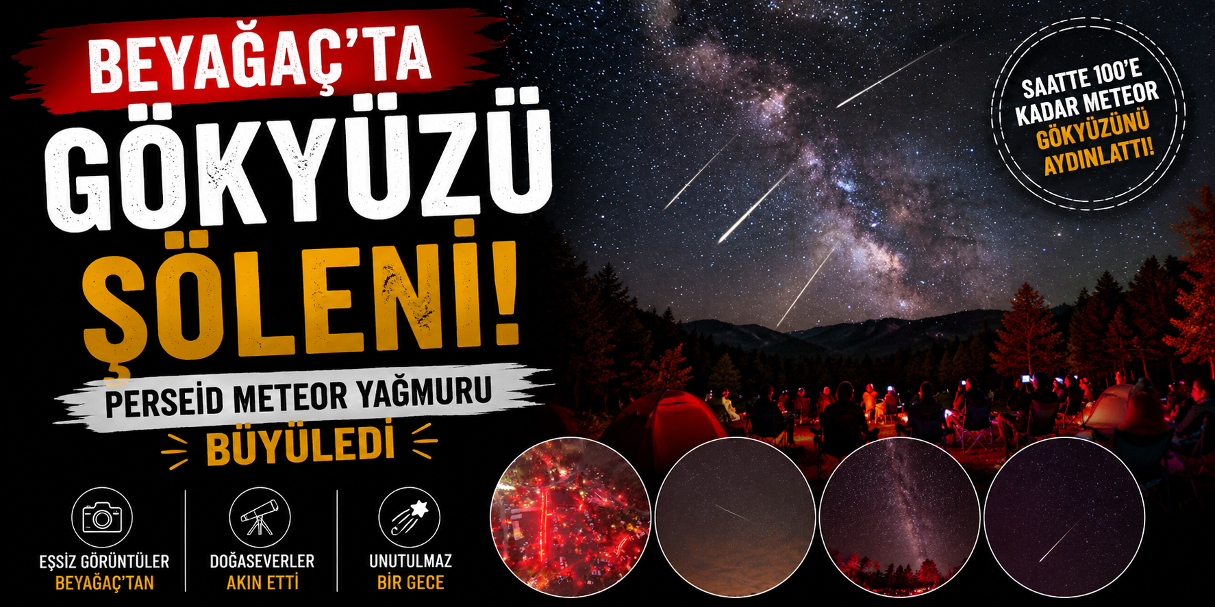 Beyağaç’ta gökyüzü şöleni! Perseid meteor yağmuru büyüledi