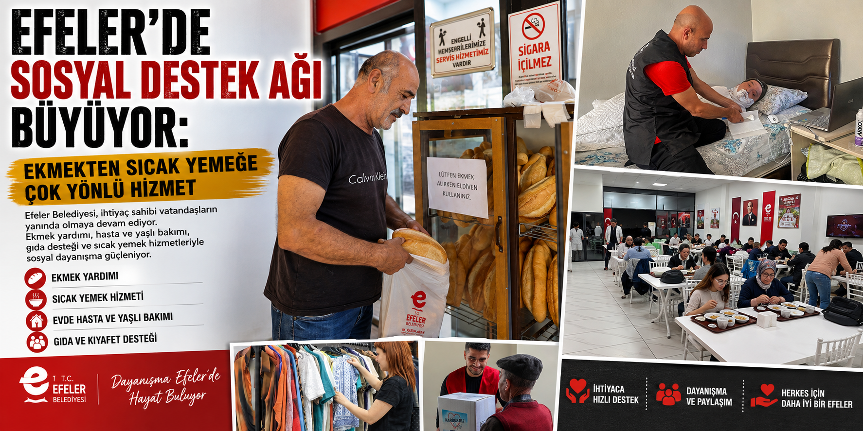 Efeler’de sosyal destek ağı büyüyor: Ekmekten sıcak yemeğe çok yönlü hizmet