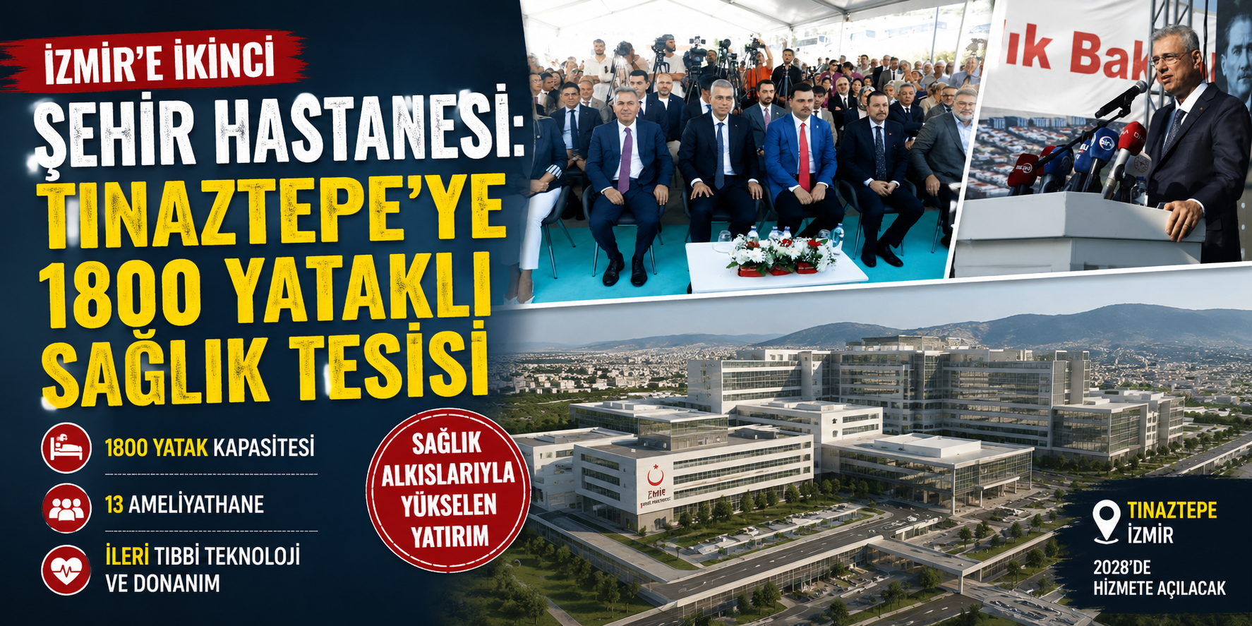 İzmir’e ikinci şehir hastanesi: Tınaztepe’ye 1800 yataklı sağlık tesisi