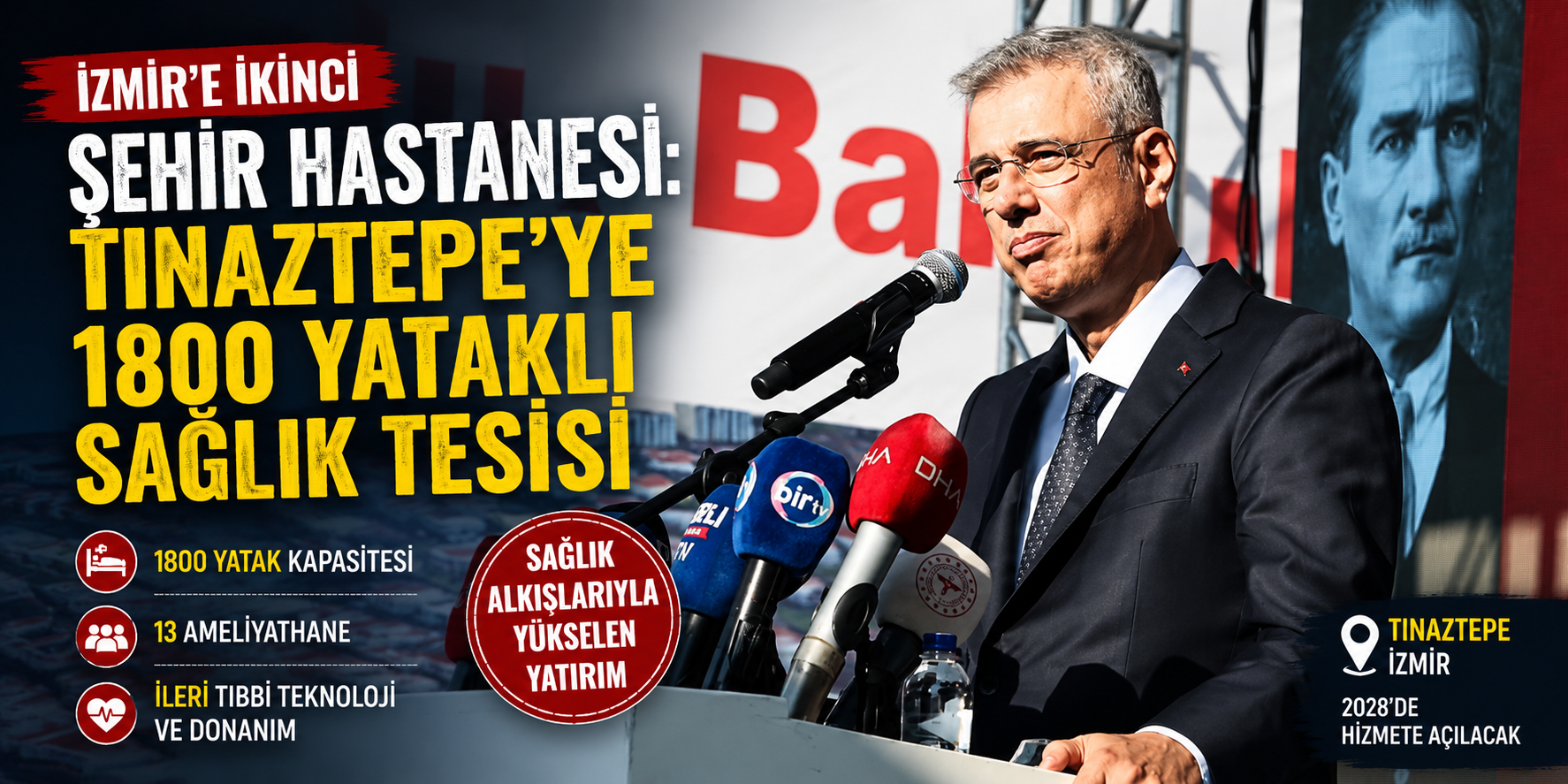 İzmir’e ikinci şehir hastanesi: Tınaztepe’ye 1800 yataklı sağlık tesisi