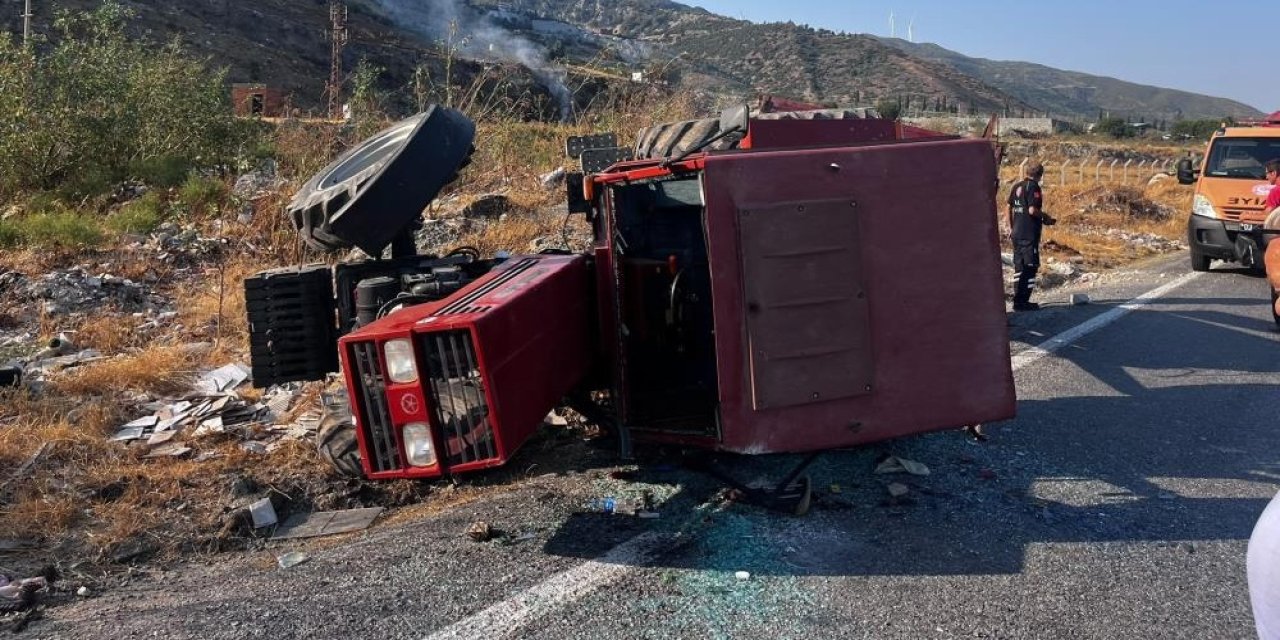 Kontrolden çıkan traktör devrildi: 1 yaralı