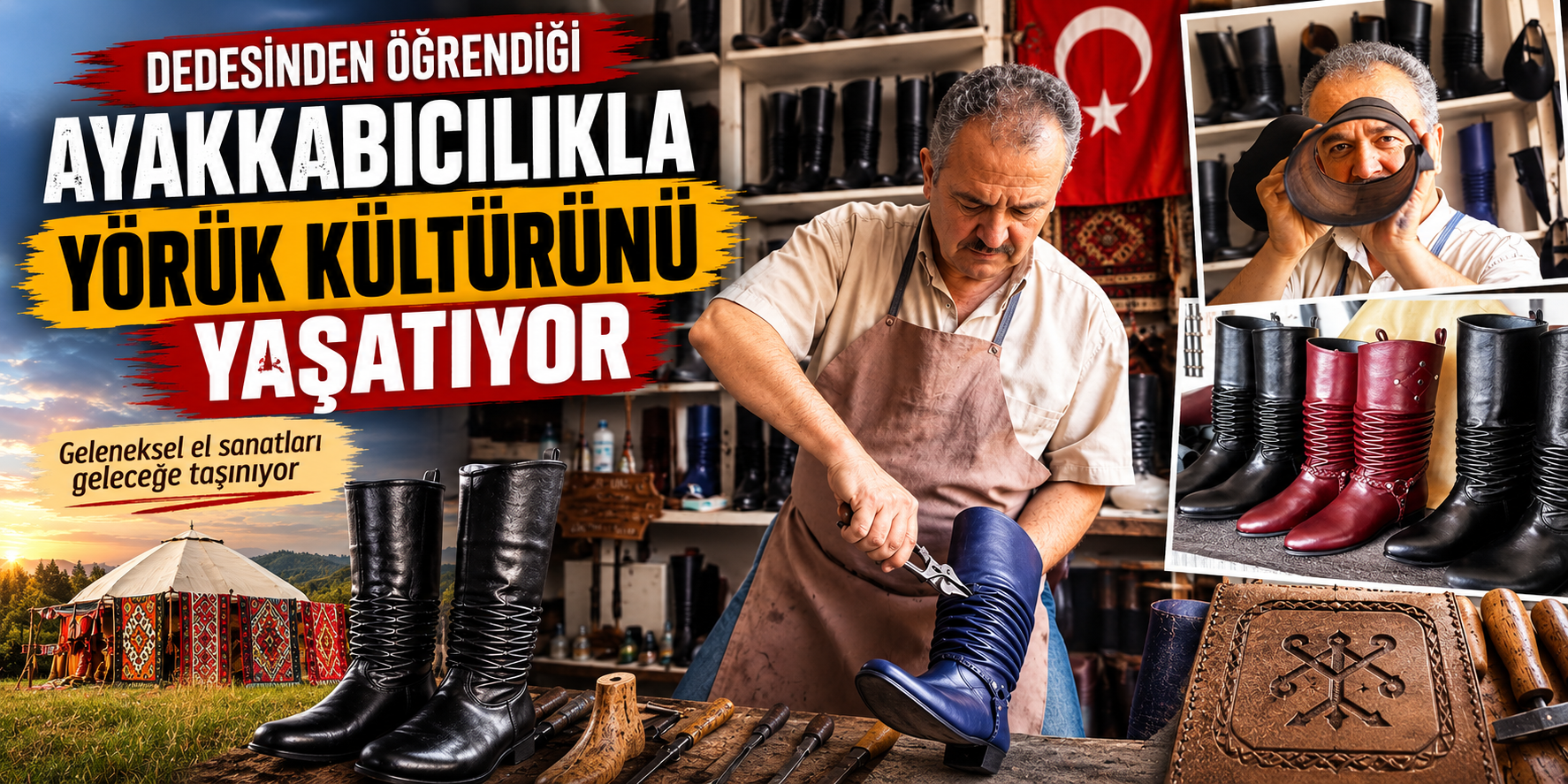 Dedesinden öğrendiği ayakkabıcılıkla Yörük kültürünü yaşatıyor