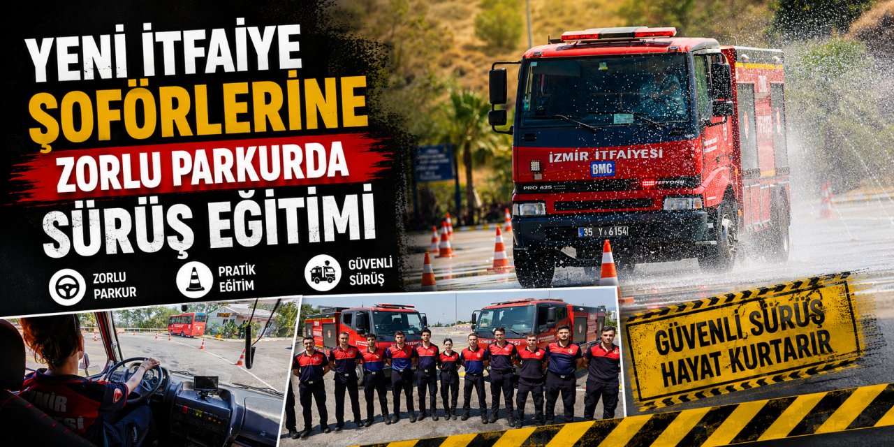 Yeni itfaiye şoförlerine zorlu parkurda sürüş eğitimi