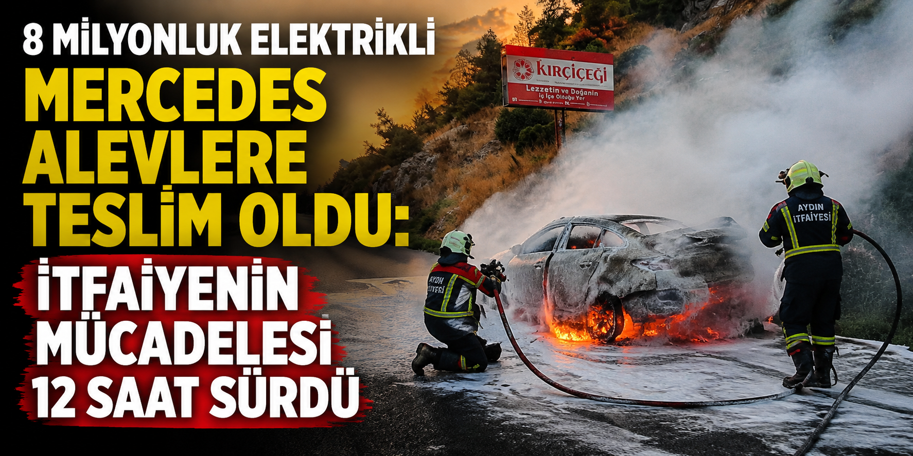 8 milyonluk elektrikli Mercedes alevlere teslim oldu: İtfaiyenin mücadelesi 12 saat sürdü