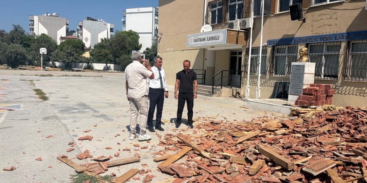 Söke’de okulun çatısı yenileniyor