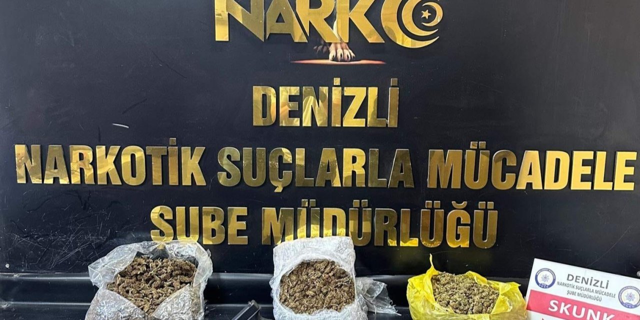 Denizli’de 3 kilo 25 gram skunk ele geçirildi