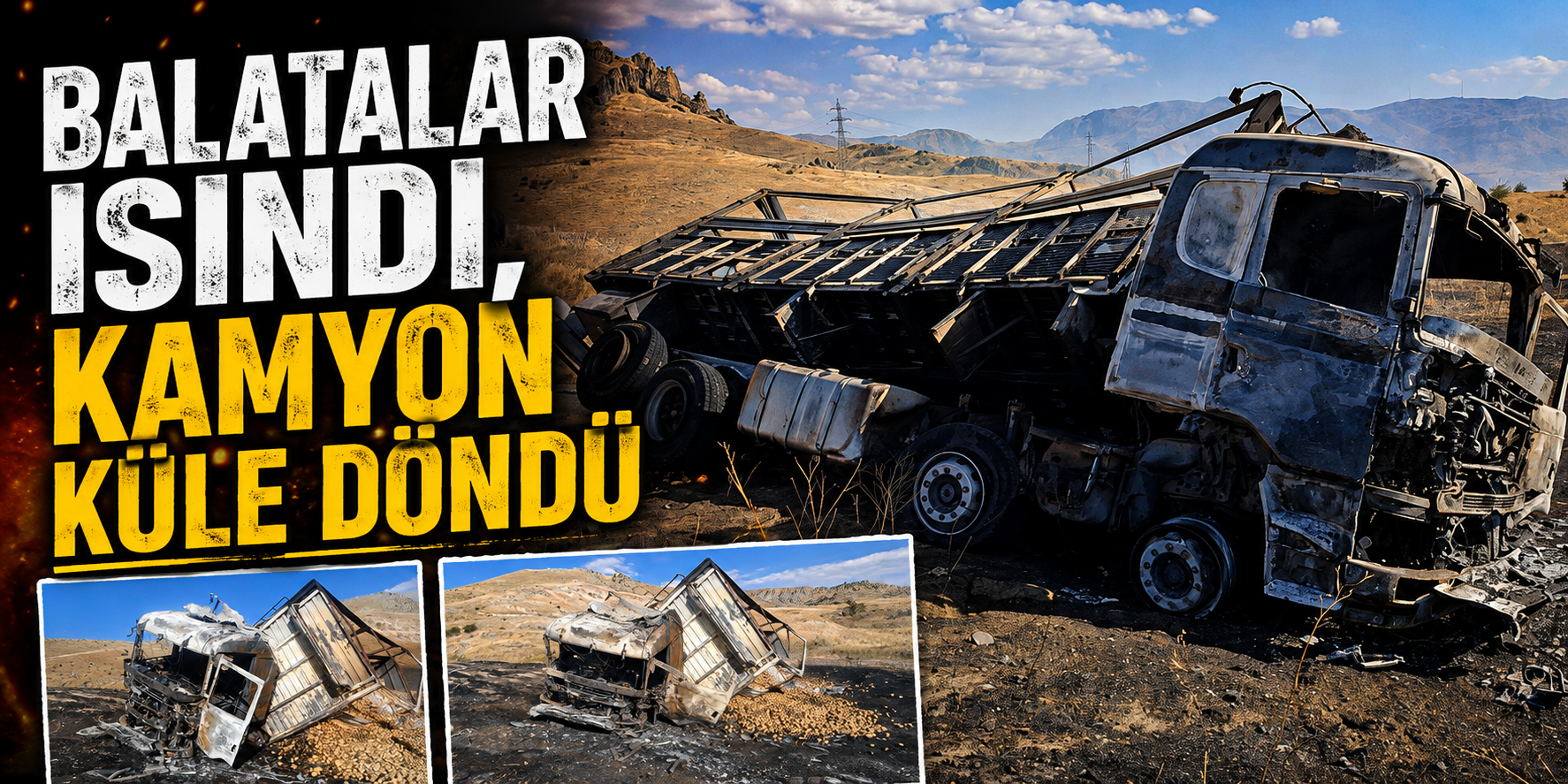 Balatalar ısındı, kamyon küle döndü
