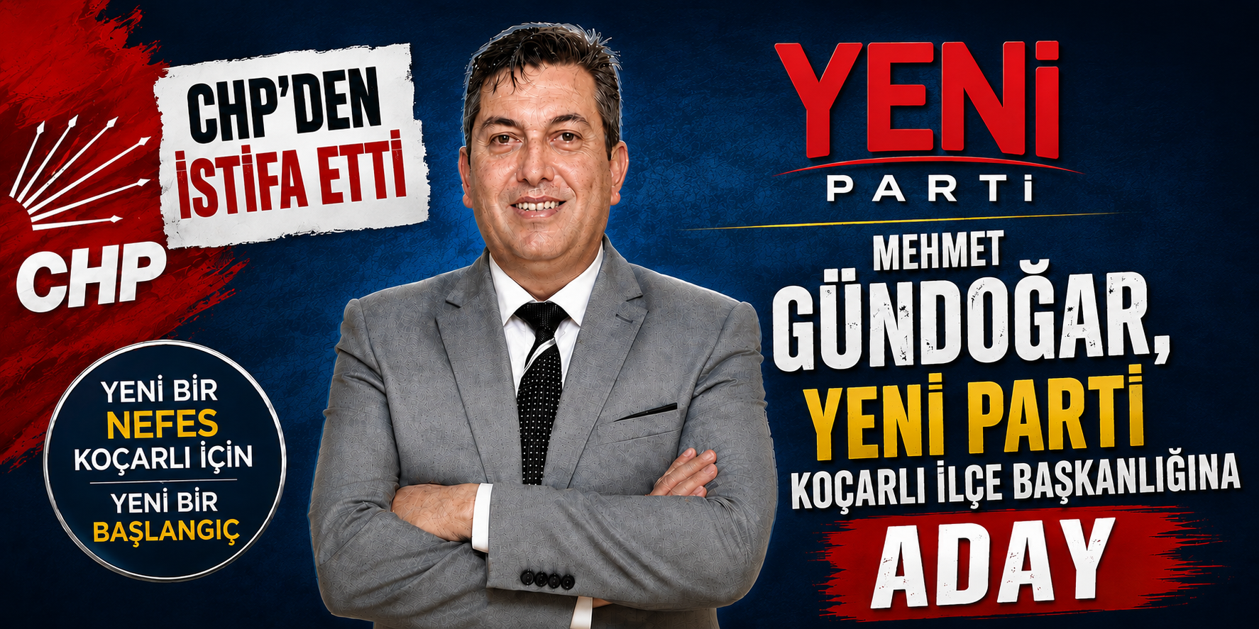 CHP’den istifa eden Mehmet Gündoğar, YENİ Parti Koçarlı İlçe Başkanlığına aday
