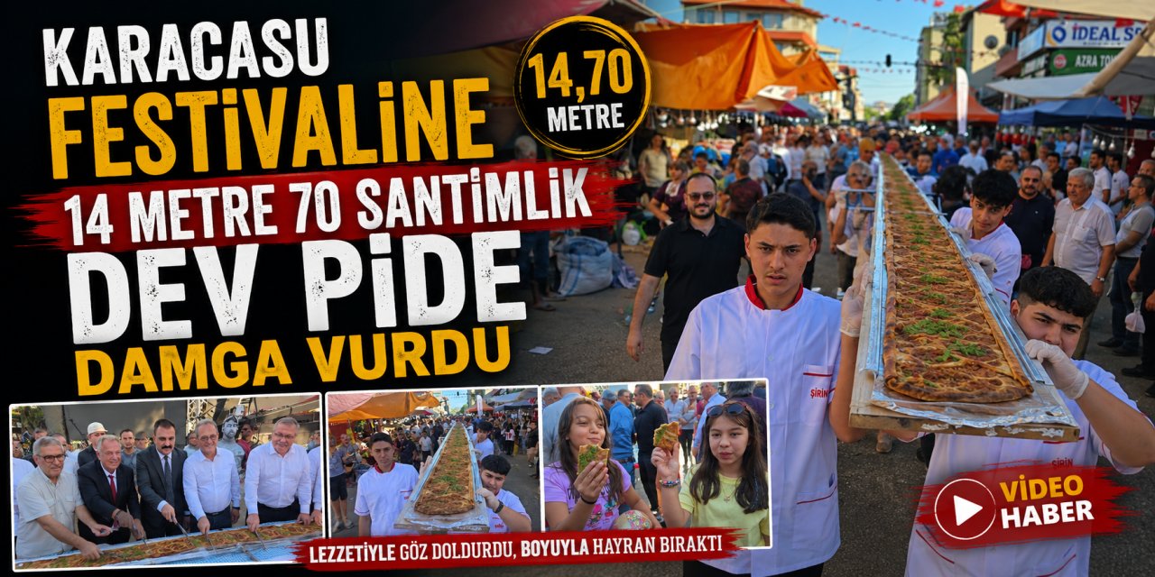 Karacasu festivaline 14 metre 70 santimlik dev pide damga vurdu