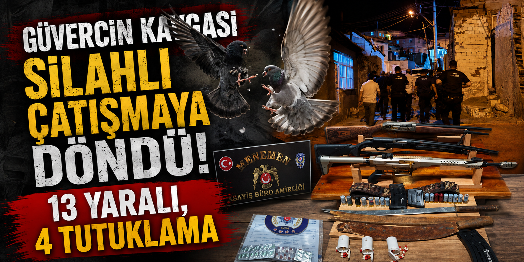 Güvercin kavgası silahlı çatışmaya döndü: 13 yaralı, 4 tutuklama