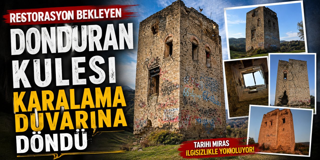 Restorasyon bekleyen Donduran Kulesi karalama duvarına döndü