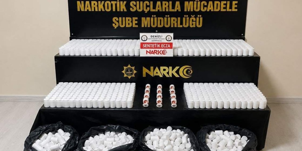 Denizli’de 104 bin sentetik hapla yakalanan 4 şüpheli tutuklandı