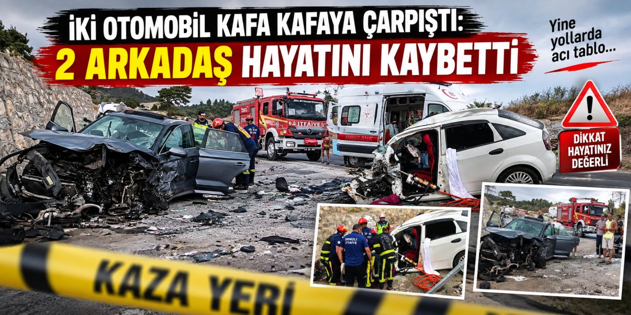 İki otomobil kafa kafaya çarpıştı: 2 arkadaş hayatını kaybetti