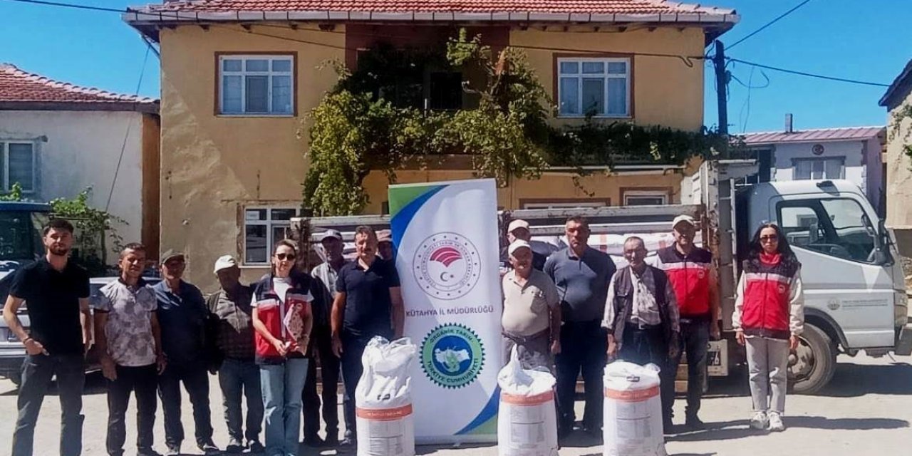 Hisarcık Karbasan köyünde organik adaçayı üreticilerine gübre desteği