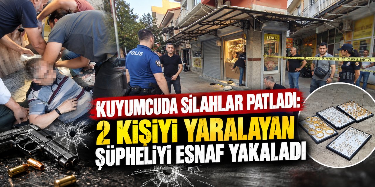 Kuyumcuda silahlar patladı: 2 kişiyi yaralayan şüpheliyi esnaf yakaladı
