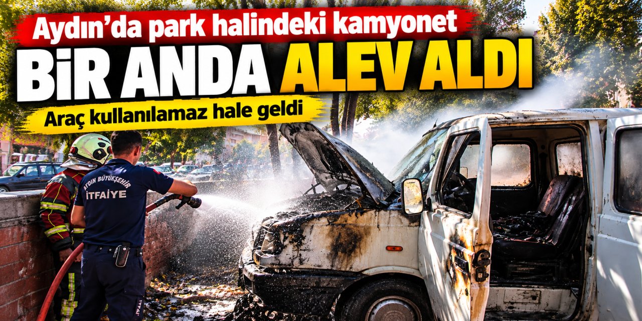 Aydın’da park halindeki kamyonet bir anda alev aldı: Araç kullanılamaz hale geldi