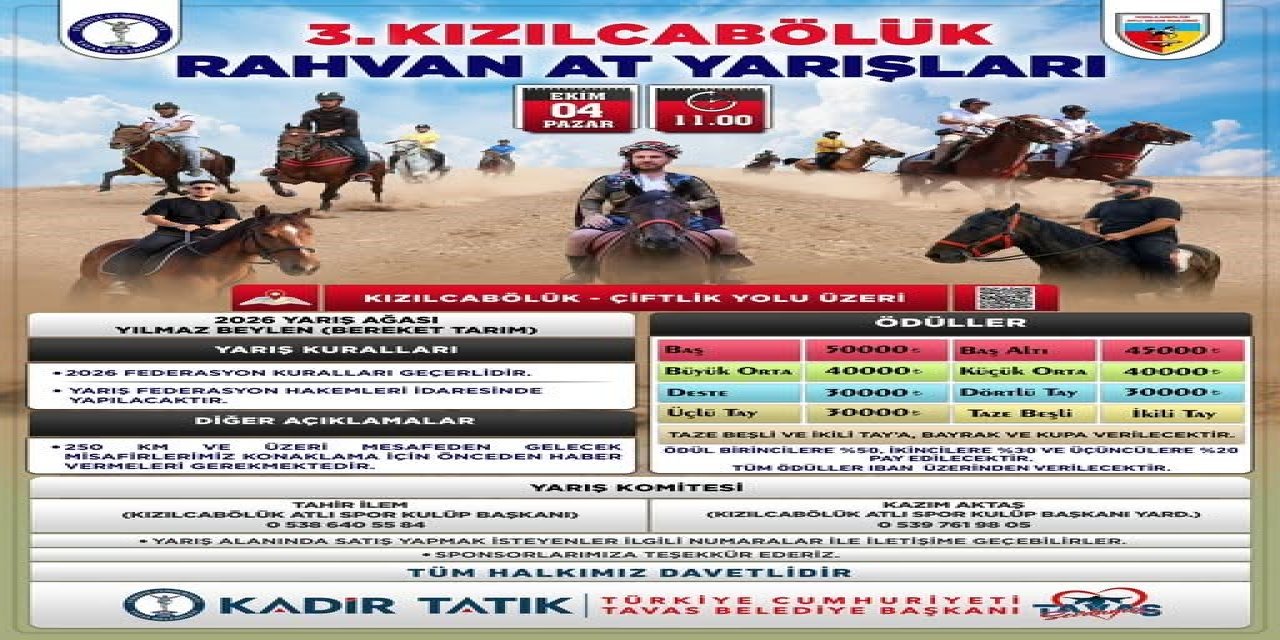 Kızılcabölük’te rahvan at yarışları 4 Ekim’de yapılacak