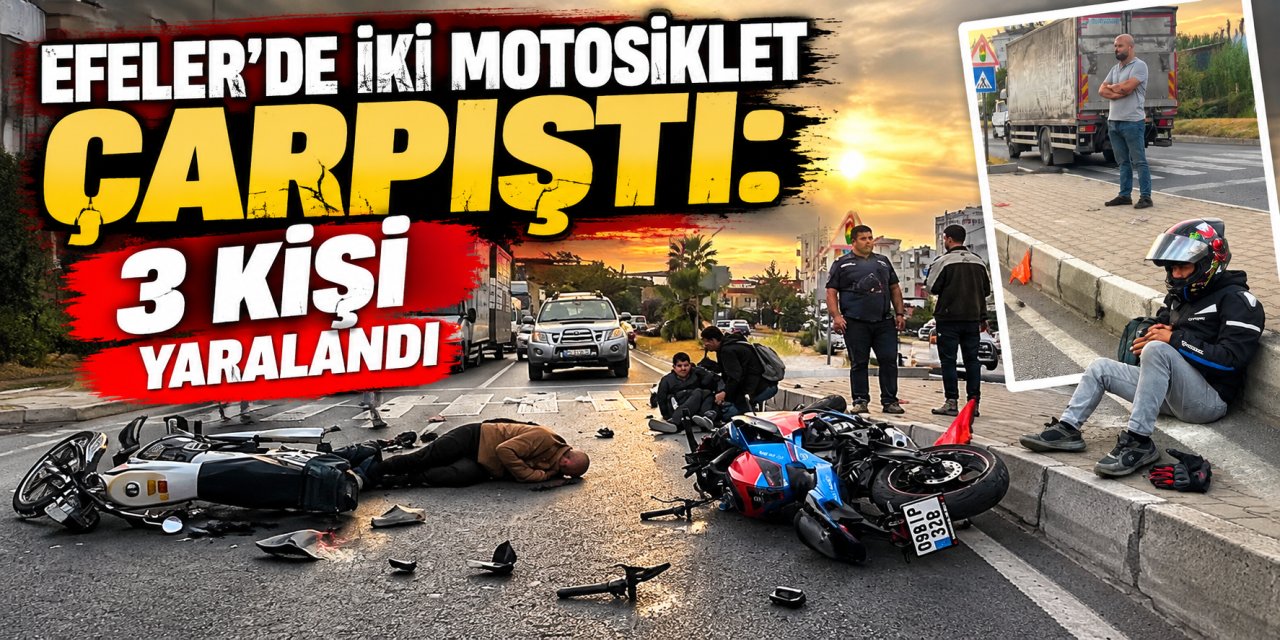 Efeler’de iki motosiklet çarpıştı: 3 kişi yaralandı