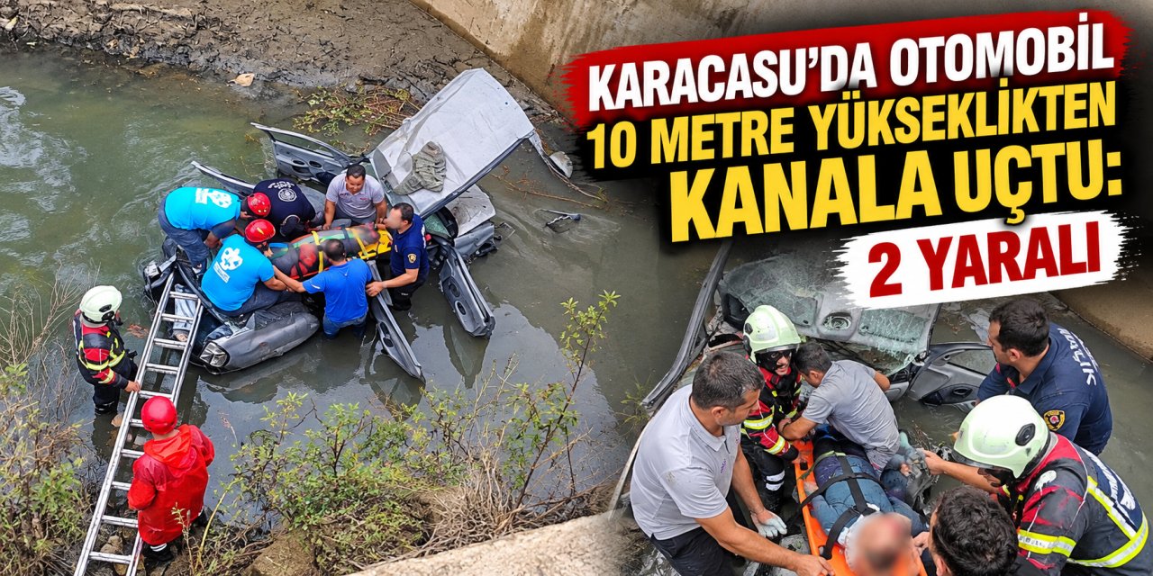 Karacasu’da otomobil 10 metre yükseklikten kanala uçtu: 2 yaralı