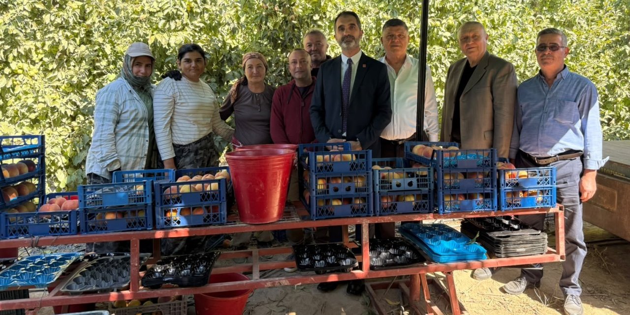 Çivril’de zor bir sezon geçiren şeftali üreticilerinin sorunları yerinde dinlendi