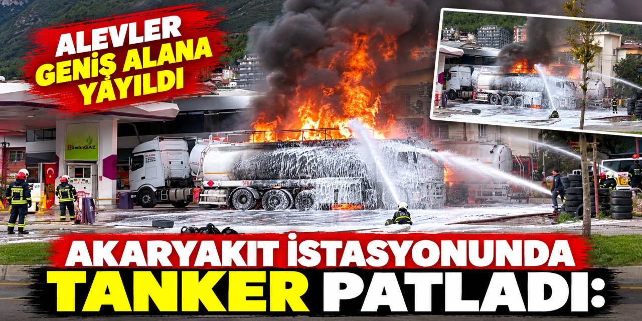 Akaryakıt istasyonunda tanker patladı: Alevler geniş alana yayıldı