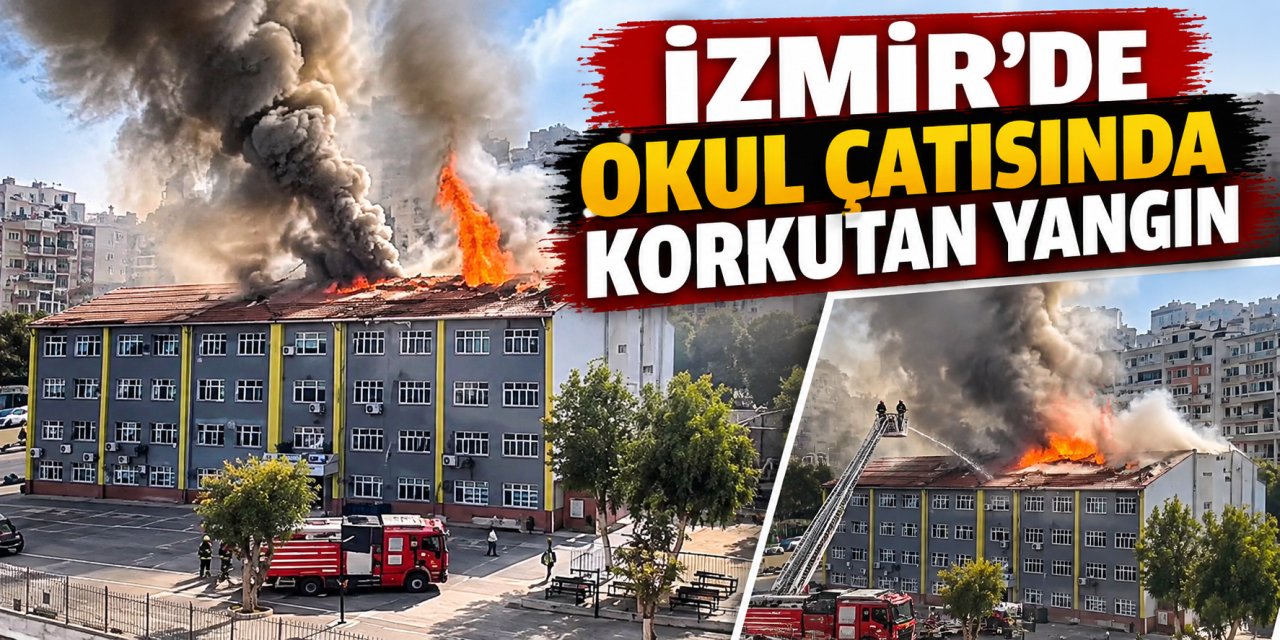 İzmir’de okul çatısında korkutan yangın