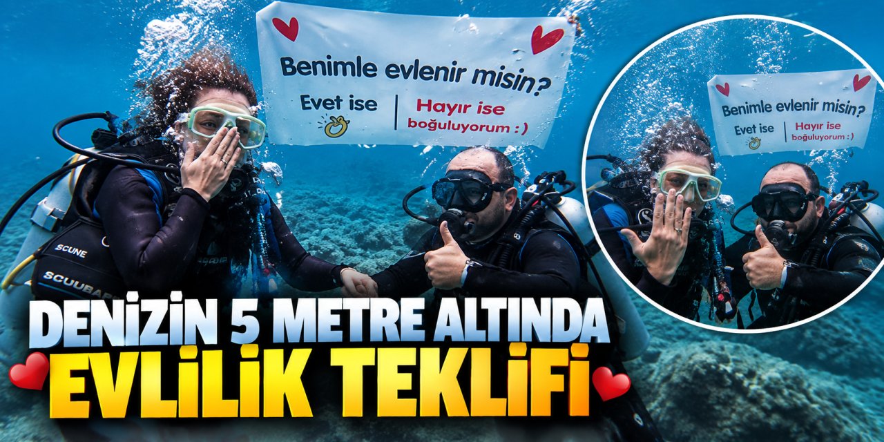 Denizin 5 metre altında evlilik teklifi