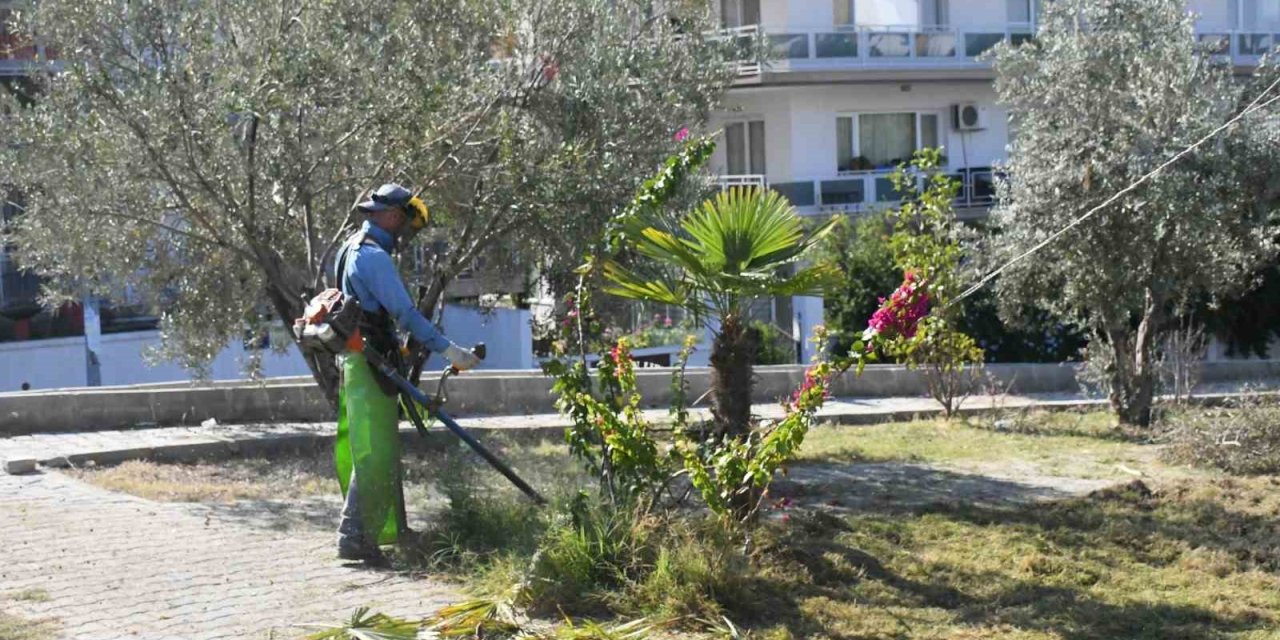 Kuşadası’nda park ve yeşil alanlar bakımdan geçiriliyor