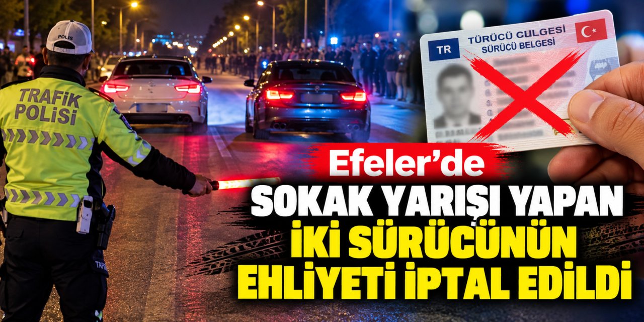 Efeler’de sokak yarışı yapan iki sürücünün ehliyeti iptal edildi
