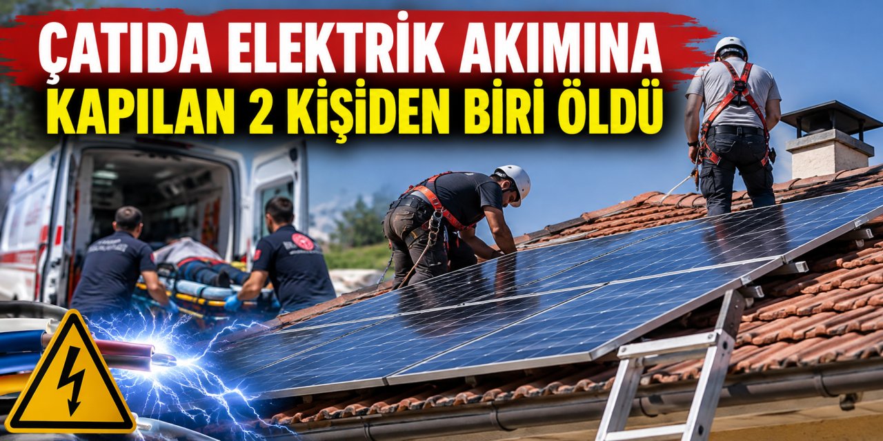 Çatıda elektrik akımına kapılan 2 kişiden biri öldü