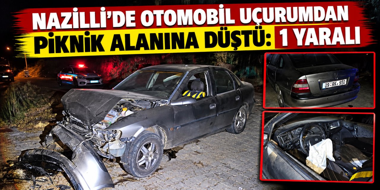 Nazilli’de otomobil uçurumdan piknik alanına düştü: 1 yaralı