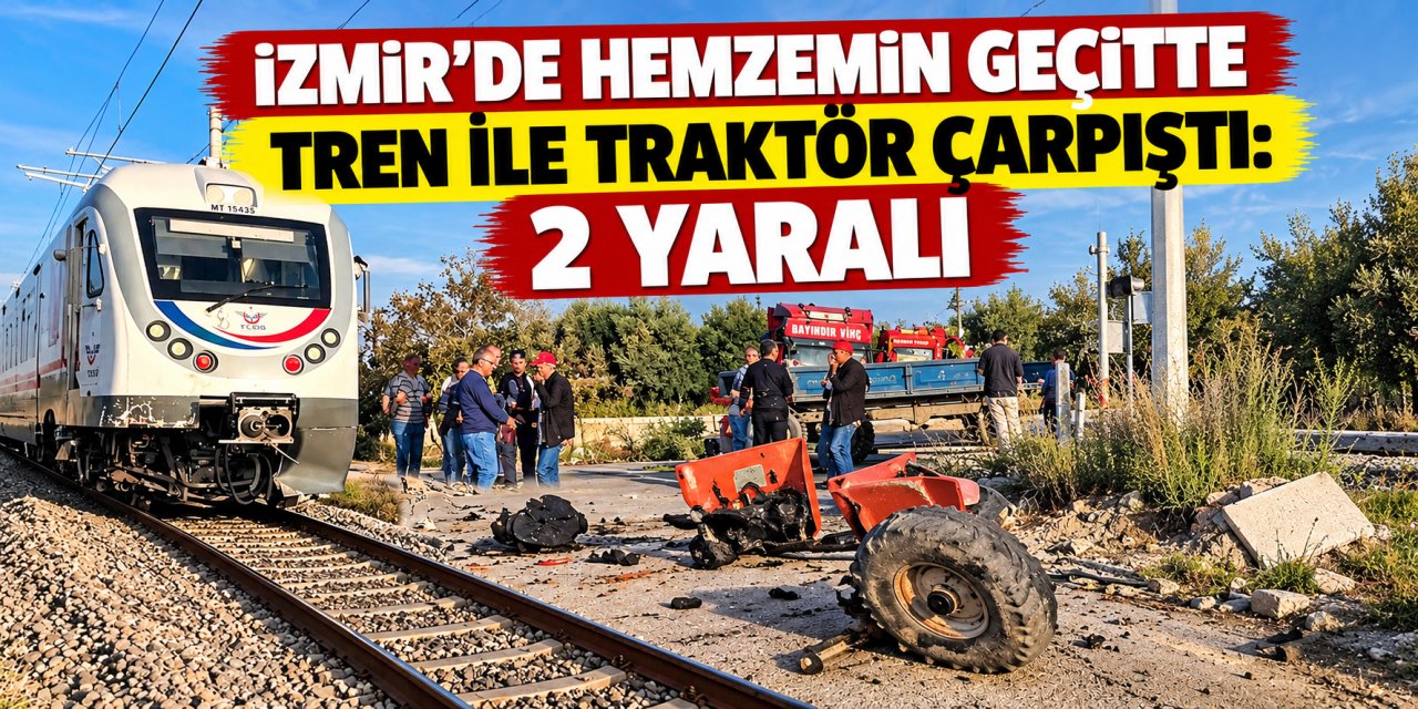 İzmir’de hemzemin geçitte tren ile traktör çarpıştı: 2 yaralı