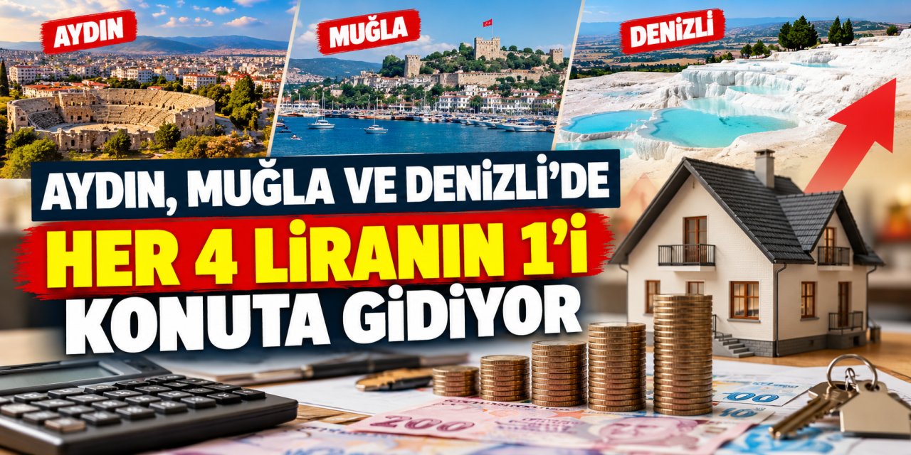 Aydın, Muğla ve Denizli’de her 4 liranın 1’i konuta gidiyor