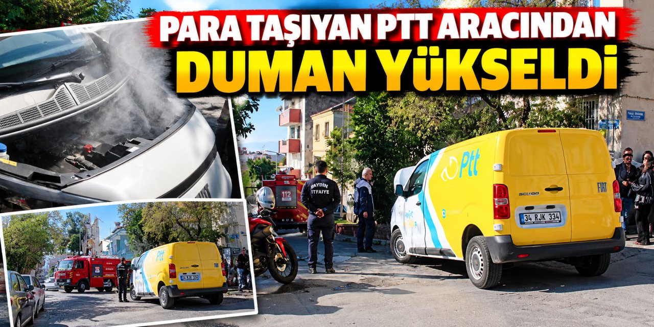 Para taşıyan PTT aracından duman yükseldi
