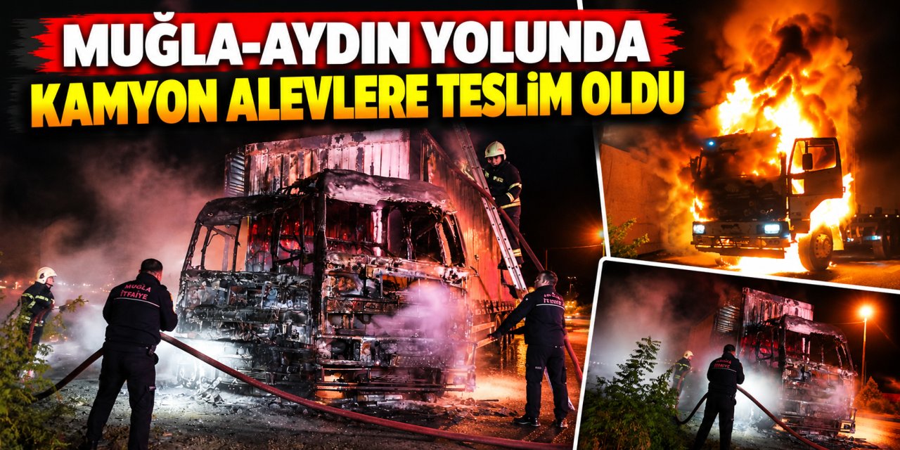 Muğla-Aydın yolunda kamyon alevlere teslim oldu