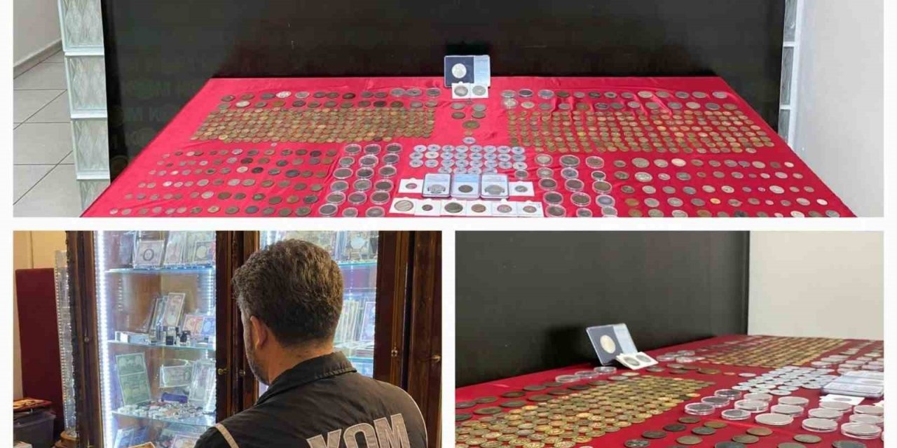 İzmir’de iş yerinde yüzlerce sikke ele geçirildi