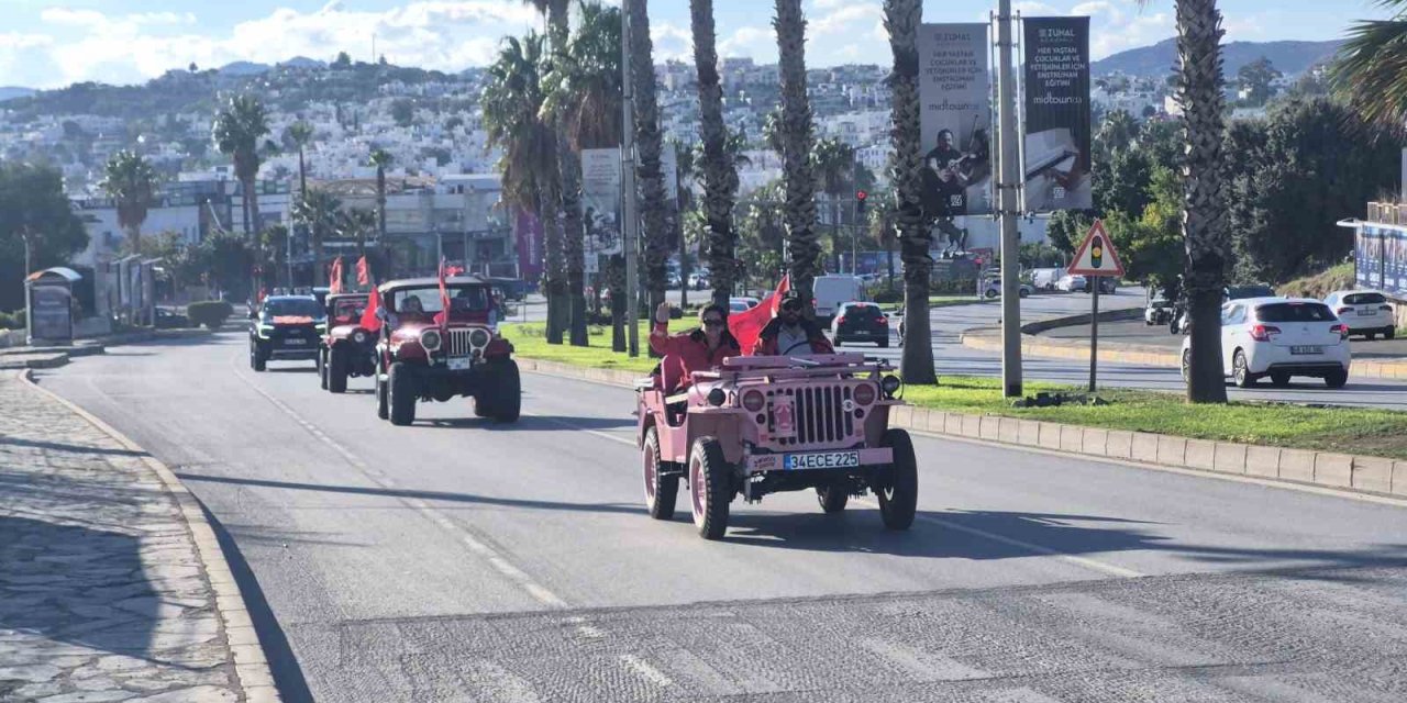 Bodrum’da arazi araçlarıyla bayram kutlaması