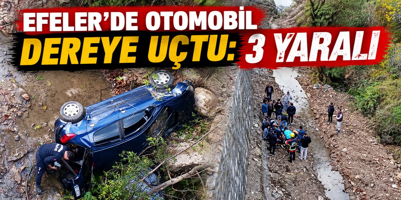 Efeler’de otomobil dereye uçtu: 3 yaralı