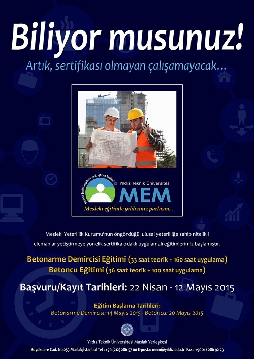 Yıldız-Mem Nitelikli Ve Sertifikalı İşçiler Yetiştirecek