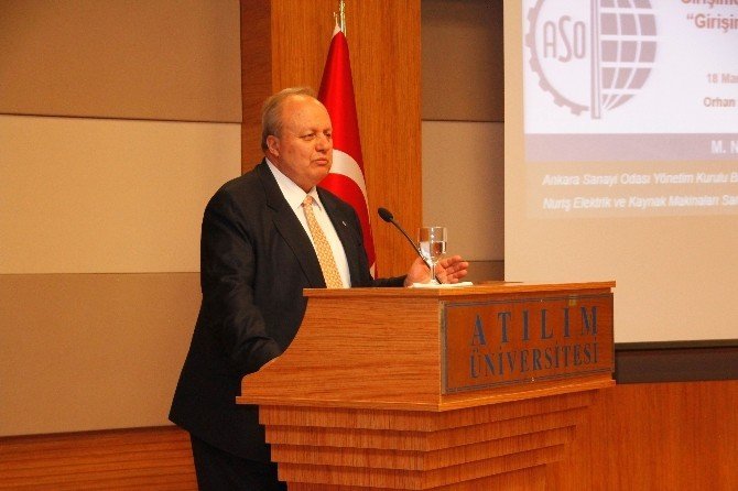 ANKARA SANAYİ ODASI (ASO) BAŞKANI NURETTİN ÖZDEBİR, ÜNİVERSİTE ÖĞRENCİLERİNE VERDİĞİ KONFERANSTA, 