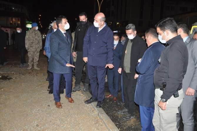 Bakan Soylu Yüksekova’da devam eden çalışmaları yerinde inceledi