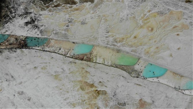 ‘Beyaz Cennet’ Pamukkale’nin eşsiz güzelliği havadan görüntülendi