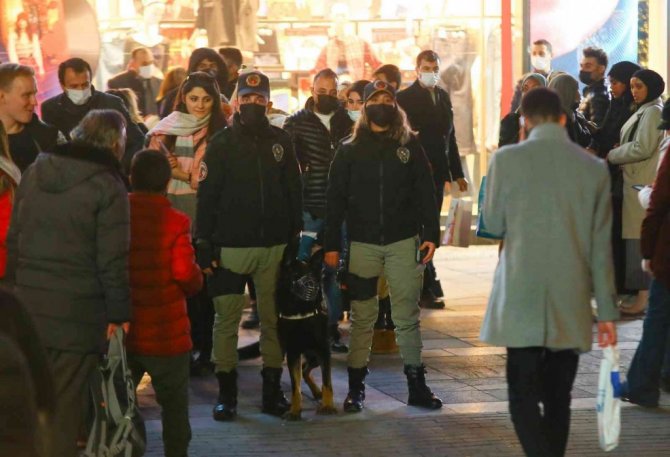 Kızılay’da yılbaşı kutlamalarında güvenliği atlı ve köpekli polisler sağladı