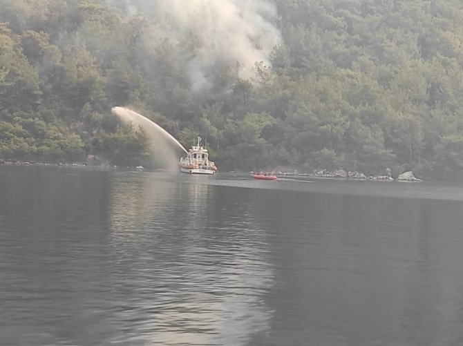 Ulaştırma ve Altyapı Bakanlığı, hızlı tahlisiye botu ile yangına denizden müdahale etti